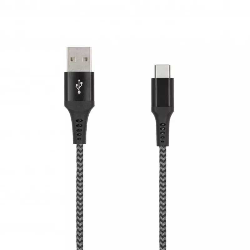 SEEK TOTI USB-A do USB-C 2m Pleciony Kabel 2A, Czarny/Space Grey