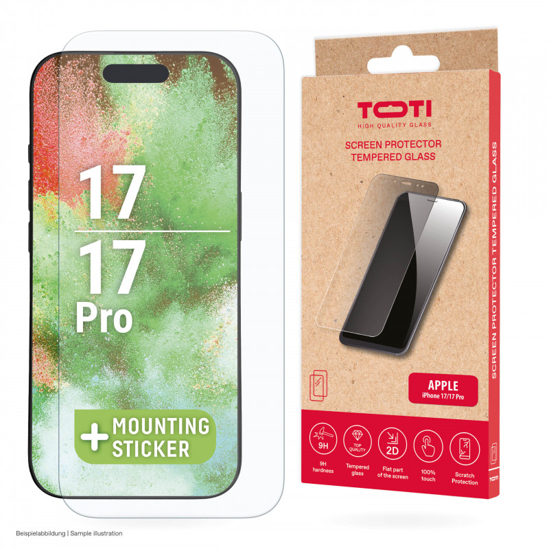 TOTI Szkło hartowane 2D Screen Protector Full Cover do iPhone 17/16 Pro Przezroczysty