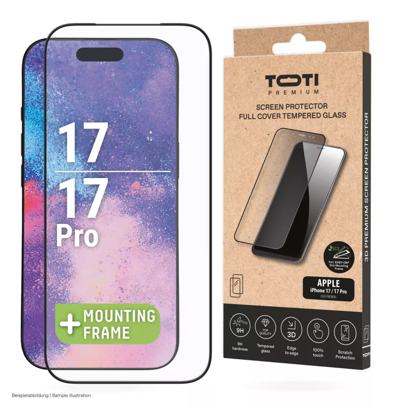 TOTI PREMIUM PREMIUM TEMPERED Screen Protector Glass 3D Full Cover do Apple iPhone 17/16 Pro