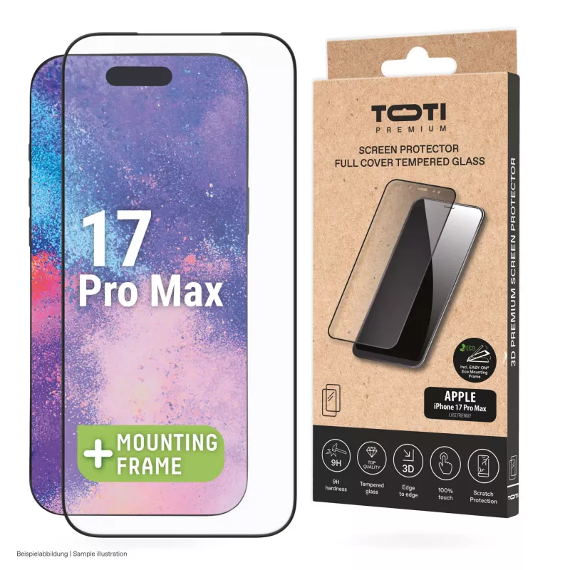 TOTI PREMIUM Premium Tempered Glass Screen Protector 3D Full Cover do Apple iPhone 17 Pro Max