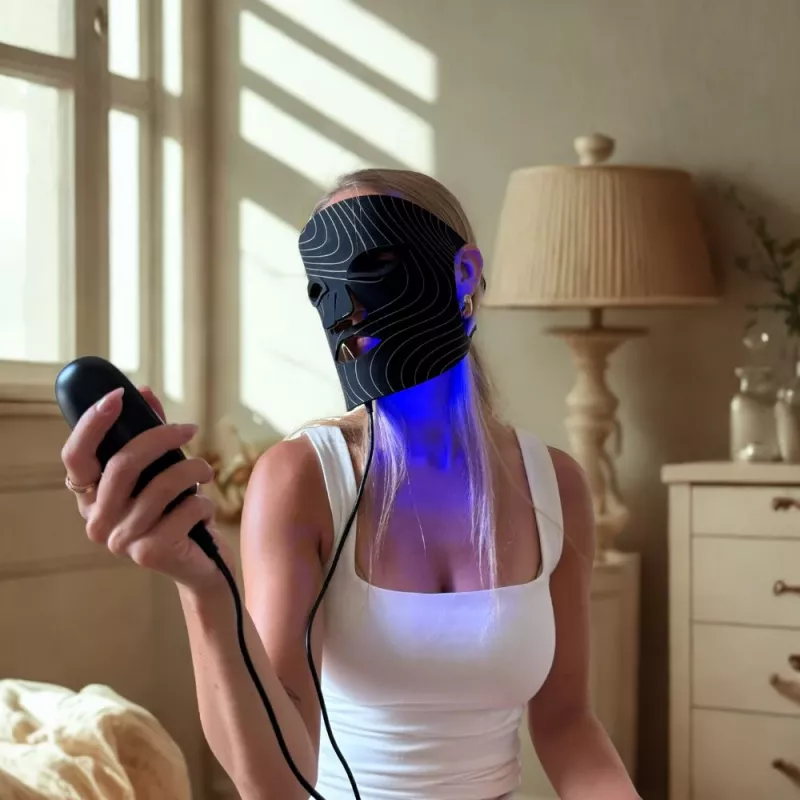 Lunni 7 Colors LED and Near-Infrared Light Silicone LED Facial Mask Black