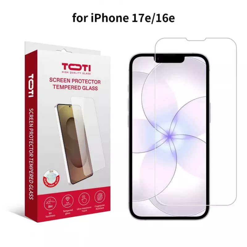 TOTI Tempered Glass 2D Screen Protector Full Cover do iPhone 16e/17e Transparent