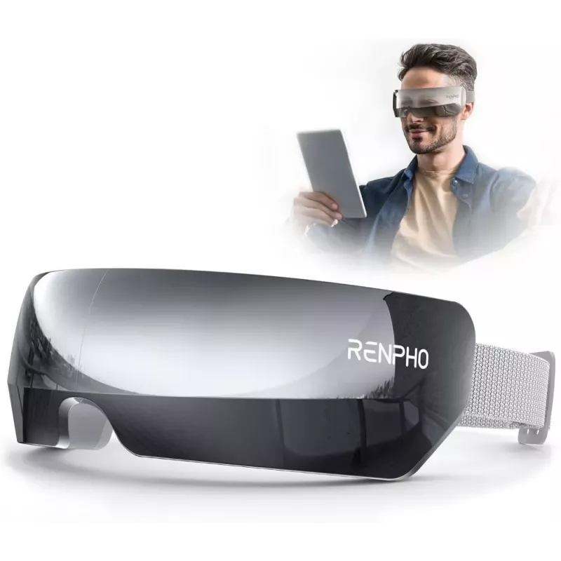 Masażer do oczu RENPHO Eyeris View z podgrzewaniem, kompresją powietrzną, wibracjami, Bluetooth, USB-C, składany, szary