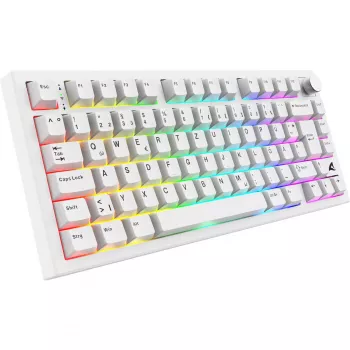 Sharkoon SGK55W SKILLER Bezprzewodowa Klawiatura Gamingowa, Układ 75%, PBT Keycaps, Biała