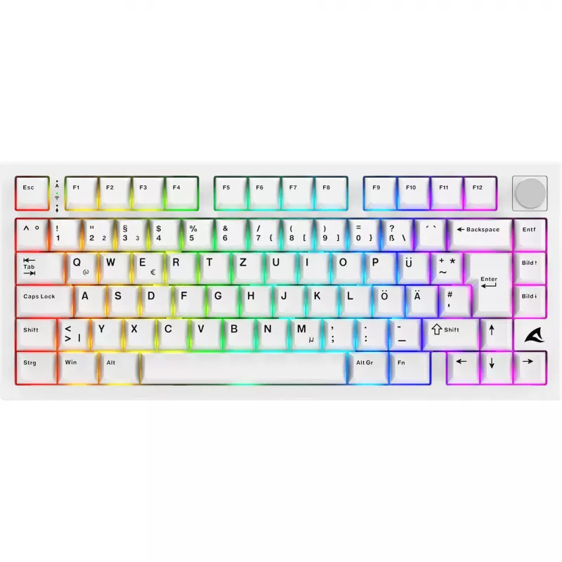 Sharkoon SGK55W SKILLER Bezprzewodowa Klawiatura Gamingowa, Układ 75%, PBT Keycaps, Biała