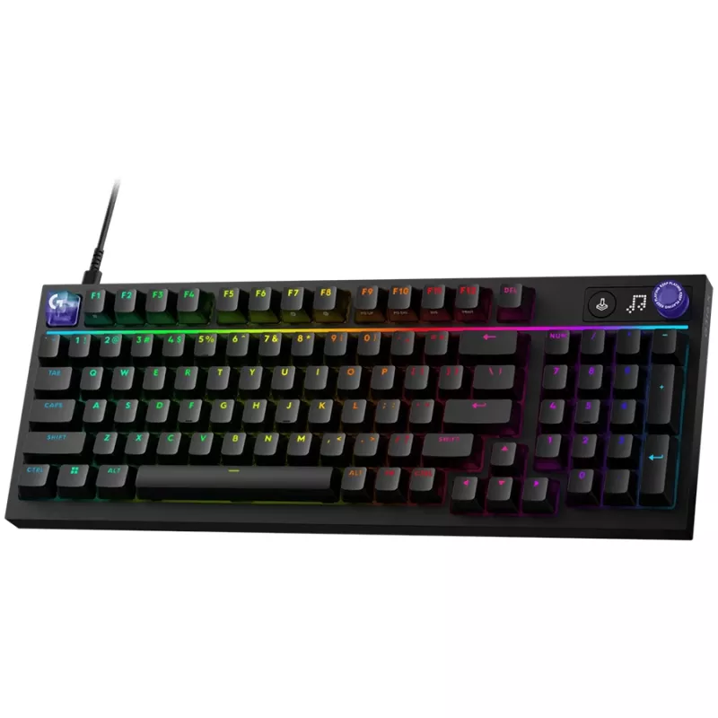 Klawiatura gamingowa Logitech G316 X 98, układ węgierski, czarna, przewodowa, Lightsync RGB