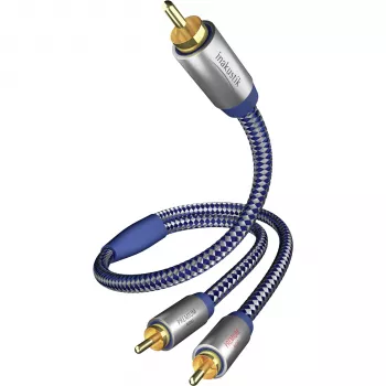 in-akustik Premium Y Subwoofer Cable - 2x RCA Male to 1x RCA Male, 3.0 m, Czarny