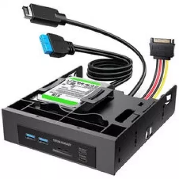 GRAUGEAR USB Hub + Card Reader Front Panel z ramką na dysk 2,5 inch, czarny