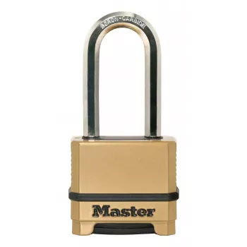 Master Lock 175EURDLH Kłódka szyfrowa z możliwością resetowania, 4-cyfrowa, korpus z litego cynku, utwardzony stalowy długi kabłąk, szerokość korpusu 50 mm, średnica kabłąka 8 mm, prześwit pionowy 63 mm, prześwit poziomy 24 mm, do użytku wewnątrz i na zew