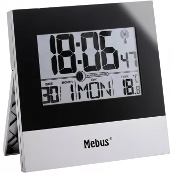 Mebus 41787 Zegar ścienny sterowany radiowo, srebrny/biały, 30 cm, DCF77