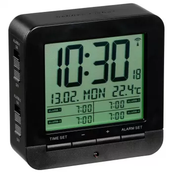 TFA 60.2536.01 Zegar sterowany radiowo - Wyświetlacz LCD, Czarny