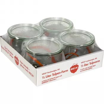 WECK Round Rim Jar Tulip 0.5L Set of 4