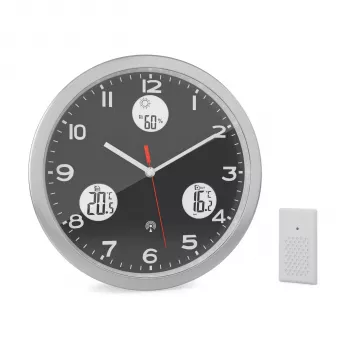 MEBUS 13149 Zegar ścienny sterowany radiowo 30 cm Aluminium Cichy mechanizm