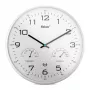 MEBUS 52841 Zegar ścienny sterowany radiowo, czarna ramka, biała tarcza, 30 cm