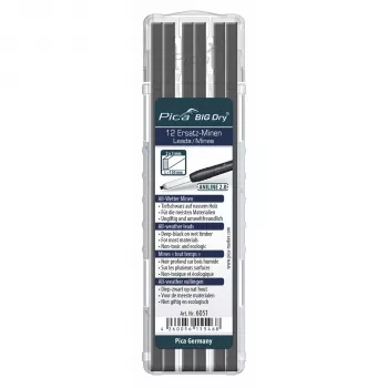 Pica Big Dry All Weather Refill Leads do Głębokiego Znacznika 2.0, Grafitowa Czerń, 12 sztuk