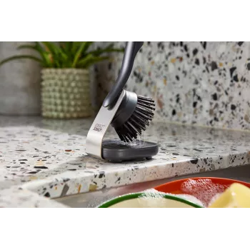 Joseph Joseph SinkTech Washing Up Brush with Steel Stand - Grey/Silver