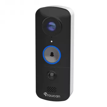 Toucan Wireless Video Doorbell with Chime V3 - 1080p Full HD, 180° Wide Angle, Night Vision, Two-Way Talk, PIR Motion Detection, IP56, Black