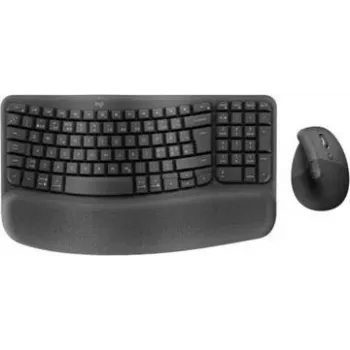 Logitech Wave Keys and Lift Combo - Bezprzewodowy ergonomiczny zestaw klawiatury i myszy - Bluetooth LE, 2,4 GHz - QWERTY - układ nordycki - Grafit