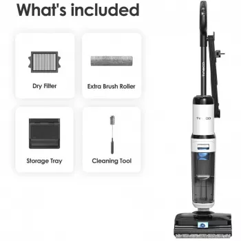 Tineco Floor One S6 Stretch Steam Plus 2-w-1 Odkurzacz na mokro/sucho, Mop i Parownica, Bezprzewodowy, 35 min Czas Pracy, 0.8L Zbiornik Czystej Wody, 0.72L Zbiornik Brudnej Wody, Samoczyszczący, Wyświetlacz LCD, Czujnik iLoop, 180° Leżenie Płasko, do Twar