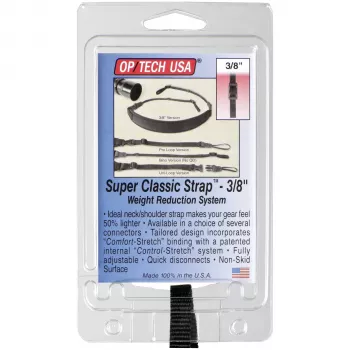 OP TECH Super Classic-Strap 3/8 Pasek do aparatu - Neopren, Nylon, Skóra - Czarny - Udźwig 6.8 kg - Długość 129.5 cm