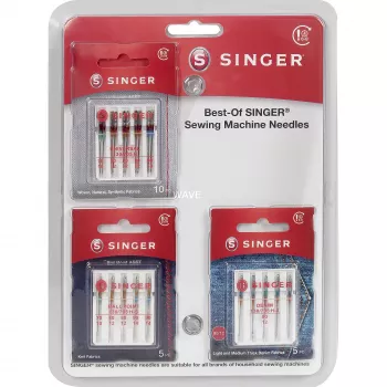 SINGER Best-Of Needles A5-Pack - Uniwersalne igły do maszyn do szycia, 5 sztuk, rozmiary 70/10, 80/12, 90/14
