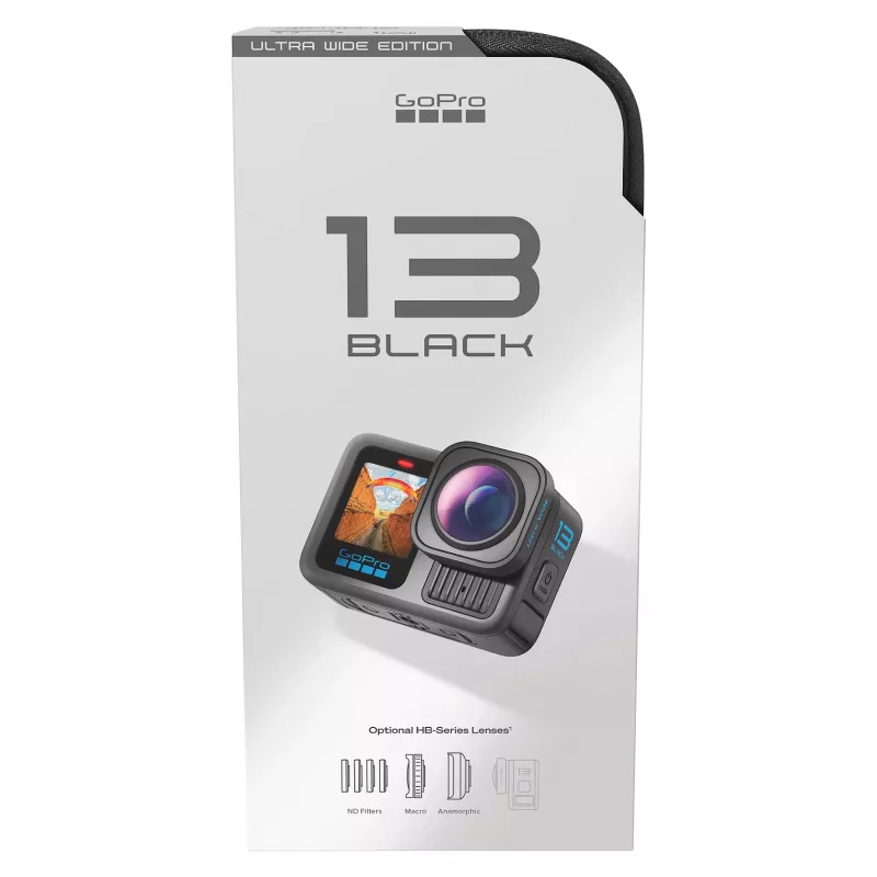 GoPro HERO13 Black Ultra Wide Edition Action Camera 4K, 5.3K, 2.7K, Touch Screen, Ultra HD, Waterproof, GPS, Dustproof, Bluetooth, Wi-Fi, Slow Motion, Full HD (CHDRB-133-RW)