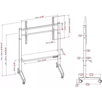 VISION VFM-F15M Zmotoryzowany stojak podłogowy na kółkach do ekranów 40-86 cali, VESA do 800x600, regulacja wysokości 400 mm, czarny