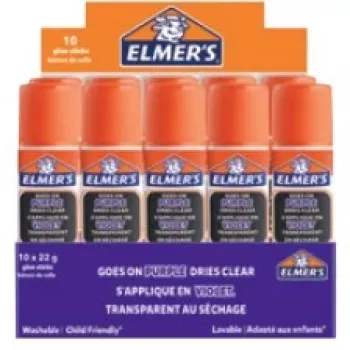 Elmers Disappearing Purple Glue Stick 22g, Pack of 10