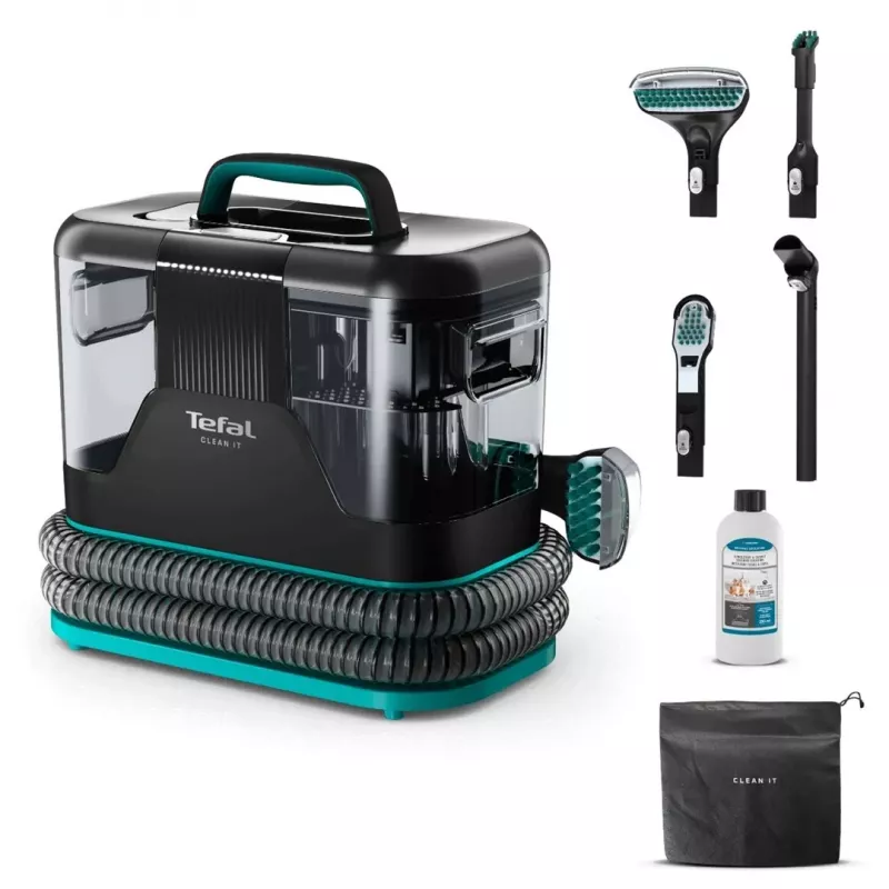 Tefal Clean It IZ5020 odkurzacz piorący do dywanów i tapicerki, usuwanie plam, 750 W, 13 500 Pa, zbiornik czystej wody 2,3 l i brudnej 1,5 l, Auto Clean