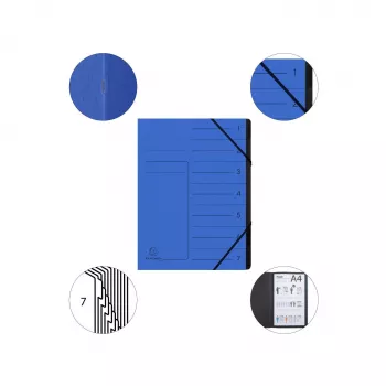 Exacompta Expanding File 7 Compartments A4 Blue