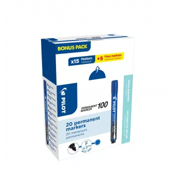 Pilot Pen SCA-100-L-P20 Permanent Marker Blue 1.0 mm 20 Pack (15 + 5 Free)