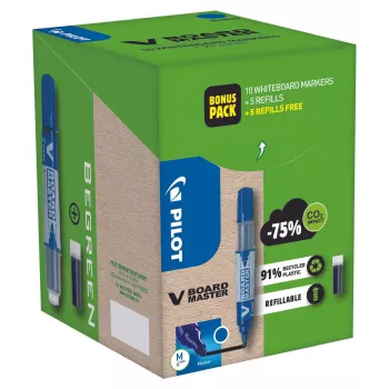 Pilot Pen V-Board Master Greenpack Zestaw markerów do tablic suchościeralnych Czarny 2.0 - 5.0 mm, 10 sztuk