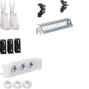 Zestaw multimedialny Hager UM00M2 z 3 gniazdami i 12-portowym panelem krosowym bez RJ45