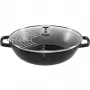 STAUB Wok 30 cm z Pokrywką Czarny, Żeliwo