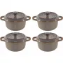 Zestaw Staub Mini Cocotte 4-częściowy Ceramiczny Okrągły Antracytowy Szary 10 cm