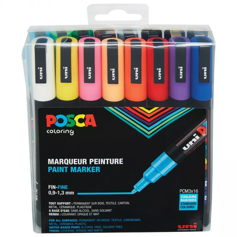 Zestaw markerów Faber-Castell UNI PC-3M Paint Marker - 16 kolorów