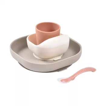 Zestaw do karmienia Beaba Silikonowy z przyssawką Terracotta (913602)
