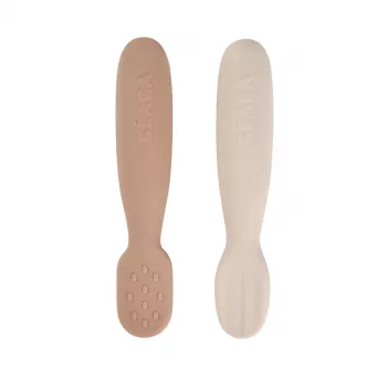 Beaba Zestaw 2 silikonowych pierwszych łyżeczek-gryzaków Praline/Clay