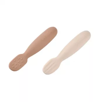 Beaba Zestaw 2 silikonowych pierwszych łyżeczek-gryzaków Praline/Clay