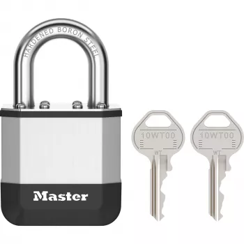 Master Lock Elite 45mm Kłódka Laminowana z Pałąkiem 25mm, Cylinder 5-zastawkowy, Srebrny/Szary
