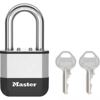 Kłódka Master Lock Elite 52mm z litego mosiądzu z 38mm hartowanym stalowym kabłąkiem, cylinder 5-pinowy, różne klucze, 2 klucze w zestawie