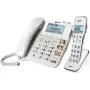 Geemarc DECT595 COMBI Przewodowy Telefon dla Seniorów z Automatyczną Sekretarką, Głośnomówiący, Optyczna Sygnalizacja Połączeń, Kompatybilny z Aparatami Słuchowymi, w tym Nadajnik Alarmowy (DECT595_COMBI_WH_VDE)