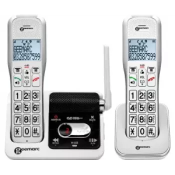 Geemarc AMPLIDECT 595-2 U.L.E Duo Telefon Bezprzewodowy z 2 Słuchawkami - Stacja Bazowa - Ładowarka