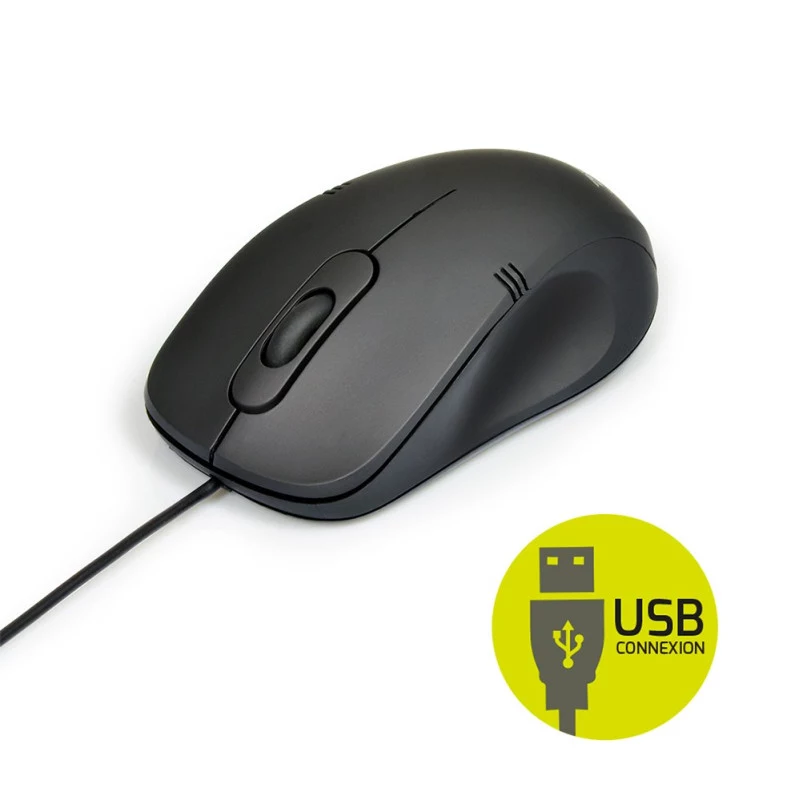 PORT Designs 900900 Pełnowymiarowy Przewodowy Zestaw Klawiatury i Myszki USB, Układ AZERTY, Czarny