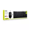 PORT Designs 900900 Pełnowymiarowy Przewodowy Zestaw Klawiatury i Myszki USB, Układ AZERTY, Czarny