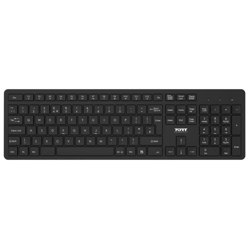 PORT Designs 900904 Bezprzewodowy zestaw klawiatury i myszy pełnowymiarowy - AZERTY - Czarny