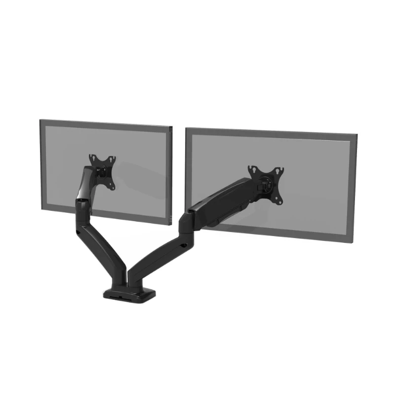 PORT Designs PORT Connect Regulowany Podwójny Uchwyt na Monitor - na 2 Ekrany do 32 inch - Mocowanie Zaciskowe/Przelotowe - Czarny