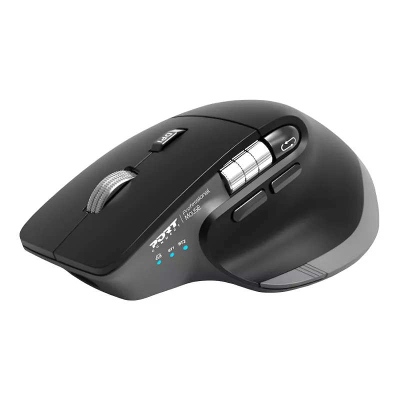 PORT Designs PORT Connect Professional ULTIMATE Bezprzewodowa Mysz Ładowalna - Optyczna - 6 Przycisków - 2,4 GHz, Bluetooth - Odbiornik USB