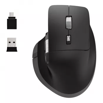 PORT Designs PORT Connect Professional ULTIMATE Bezprzewodowa Mysz Ładowalna - Optyczna - 6 Przycisków - 2,4 GHz, Bluetooth - Odbiornik USB