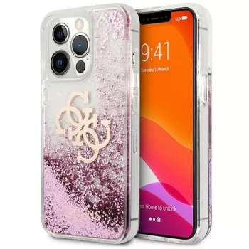 Guess GUHCP13XLG4GPI Hard Case do Apple iPhone 13 Pro Max 6,7 inch Różowy Płynny Brokat 4G Big